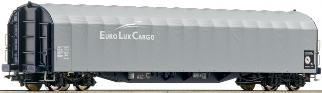 Sliding tarpaulin car of Euro Lux Cargo<br /><a href='images/pictures/Roco/179105.jpg' target='_blank'>Full size image</a>